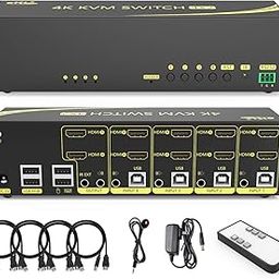 eKL HDMI KVM Switch 4 in 2 Out Dual Monitor Extended Display 4K@60Hz 4:4:4 with Audio and USB 2.0 Hub Sharing PC Monitor Keyboard Mouse Switcher-13
