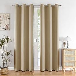 HOMEMONDE Solid 70% Blackout Curtains Door 7 Feet - Thermal Insulated, Heavy Blackouts, Room Darkening, 84 Inches - Beige, Opaque-image-13