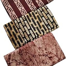 MEN'S Pure Cotton Wax Batik Handloom Unstitched Lungis for Men Set of 3 (2 25 mtr) Dark green & 2brown-image-73