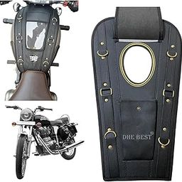 Dhe Best Bike Black Tank Bag Petrol Tank Cover with Mobile Holder Pouch Suitable for RE Bullet Electra 350cc-31