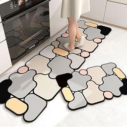 Mokshith Kitchen Rugs Sets 2 Piece Non-Slip WaterAbsorb Kitchen Runner Rug Kitchen Rugs and MatsStanding Mat Kitchen Floor Mats Kitchen Mats (Multi Color)-picture-26