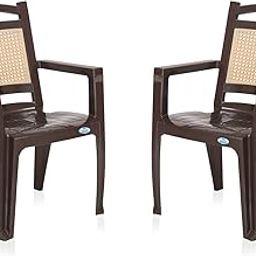 Nilkamal Set of 2 CHR2197 Plastic Chair, Weather Brown and Biscuit-image-67
