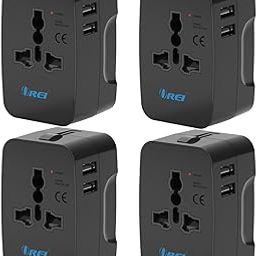OREI Universal Travel Adapter - 3 in 1 Worldwide Travel Adapter with Dual USB - Universal Socket with 2X USB-A 2.4A - Travel Adapter for US, Europe & More - 4 Pack-19