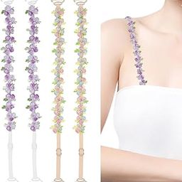 Bra Straps for Women Fancy Straps for Bra, 2 Pairs Embroidered Floral Stretchy Adjustable Lingerie Strap Replacement For Off Shoulder Tops Dress Evening Dress-image-44