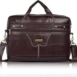 Veneer Men's 15.6 Inch Waterproof Synthetic Leather Computer Laptop Messenger Bag Briefcase Satchel Shoulder Bag (Brown, Large)-image-93