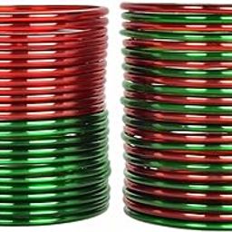 Plain Glass Bangle Set for Women/Smooth Finish Combo of Red & Green Bangles/Traditional Design (48Pcs)(SKU282)-18