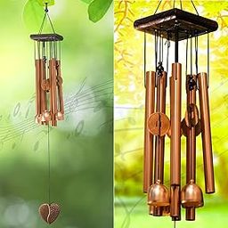 Woogor Fengshui Wind Chime Home Decoration Items for Home Office Garden Balcony Bedroom Window Indoor & Outdoor Decoration (Golden,Pipe & Hanging Bells)-image-71