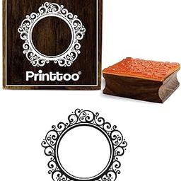 Printtoo Victorian Style Round Frame Design Wooden Square Rubber Stamp Scrap-Booking-2 x 2 Inches-image-23