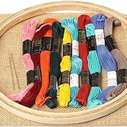 Desiderio DIY Embroidery Kit for Beginners - Contents 12" Inches X 1Mtr Jute Embroidery Fabric, 10pcs Embroidery Thread, 8" inches Embroidery Hoop and 2 Needle for Kids and Adults-picture-27