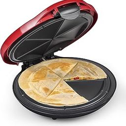 Nostalgia Taco Tuesday Deluxe 10-Inch 6-Wedge Electric Quesadilla Maker with Extra Stuffing Latch, Red-image-4
