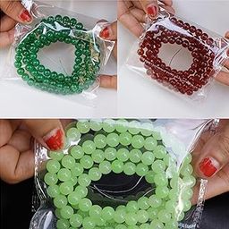 Total of 300 Beads: 100 Maroon, 100 Green 8mm Glass Beads and 100 Complementary 8mm Glass Beads. (Maroon, Dark Green and Light Green)-image-42