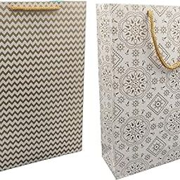 TASCHE Gold Waves and Simply Gold Design Printed Assorted Gift Paper Bags | Gift Bags for Return gifts, and Birthday Holliday presents (11 * 8 * 3 Inches) (Pack of 24)-image-10