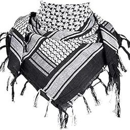 Fashions Men's Pure Cotton Arab Shemagh Neck Wrap Arafat Keffiyah Desert Army Wear Head Scarf Stole (Grey & Black)-image-24