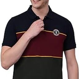 Poly Cotton Regular Fit Color Block Polo Neck Half Sleeve Casual T-Shirt for Men | Half Sleeves Polo Neck T-Shirts for Men | Mens Polo Neck T-Shirt (P_MTSH00455)-image-26