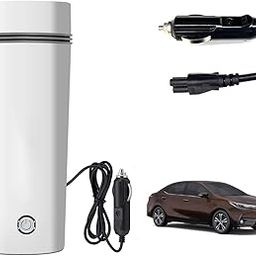 Oshotto 12V Portable Electric Kettle Cup Stainless Steel Electric Kettle Auto Shut-off For Travel Camping, Road Trip Compatible with Toyota Corolla (350ml) - White-picture-15