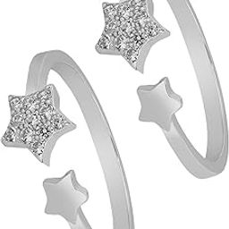 925 Pure Silver Cubic Zirconia CZ Star Design Toe Rings for Women | Stylish Silver Jewellery | Gift for Women & Girls | With Certificate of Authenticity and 925 Hallmark-30