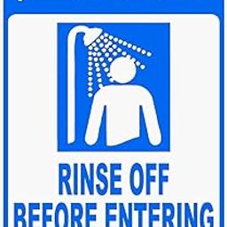 Please Rinse Off Before Entering Swimming Pool Sign 12 X18 in Metal Rules Pools Shower-image-44