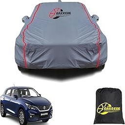 GARREGE® Maruti Baleno Car Cover Waterproof All Weather, Outdoor Full Cover Rain Sun UV Protection with Inner Side Ultra Soft Cotton 6 Layers with Blue Piping and Mirror with Anteena Packet-32