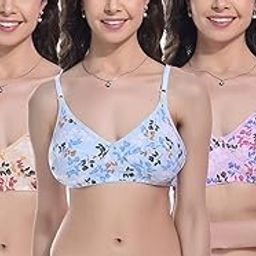 Cotton Bra Non-Padded Non-Wired Bra Floral Print Bra for Women Combo Pack Girls Everyday Bra-picture-21
