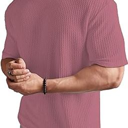 Mens Dotted Solid Unique Design Oversized Tshirt for Men - Round Neck Loose Fit Drop Shoulder Mens T-Shirt(Pack of 1)-image-44