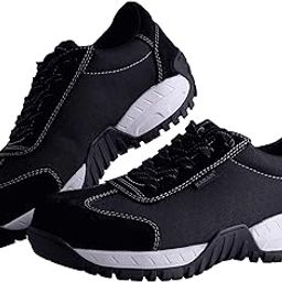 Karam FS260 Black Suede Leather Safety Shoes for Men | Double Density Antistatic Antislip & Abrasion Resistance with Fiber Toe Cap | Size-10-image-66