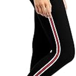 Legging Womens Girls Cotton Lycra Black Colour Leggings Ankle Length Workout Trousers | Stretchable Striped Jeggings-image-87