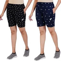 FEEL TRACK Women Cotton Regular Fit Printed Shorts (Pack of 2)-picture-45