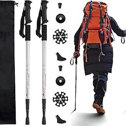 AJIGNA MART Hiking Trekking Poles, 2 Pack Collapsible,Lightweight, Anti Shock, Hiking or Walking Sticks,Adjustable Hiking Pole for Men and Women (Silver)-image-3