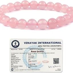 Certified Rose Quartz Bracelet Crystal Stone Bracelet Round Beads 8 mm Stone for Unisex-13