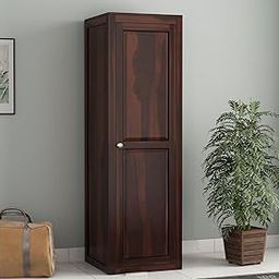THE HOME HEAVEN INTERIOR Solid Wood Single Door 1-Door Wardrobe 4 Shelf Cupboard Almirah: Elegant Storage Solution for Clothes (Walnut)-3