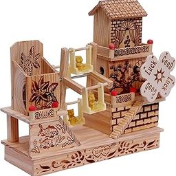 Wooden HUT House Toys for Kids/Wooden Musical Jhula/Hut Jhula/with Pen/Pencil Holder Best Toy for Kids.-image-28