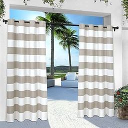 Exclusive Home EH8001-06 2-84G Indoor/Outdoor Cabana Stripe Grommet Top Window Curtain Panel Pair, Cloud Grey, 54" X 84",-image-58