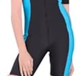 Short Sleeve One-Piece Swimsuit, Black and Blue, Athletic Style (in, Alpha, XS)-image-122