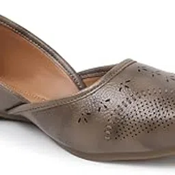aroom Women Leather Mojaris Flats with Embroidered for Girls-picture-20