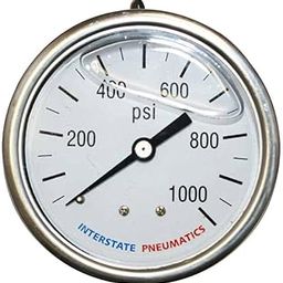 LEFITPA Replacement Oil Filled Pressure Gauge 1000 PSI 2-1/2 Inch Diameter 1/4 Inch NPT Rear Mount for Interstate Pneumatics G7122-1000-8