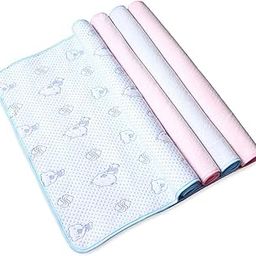 4pcs Pack Monvecle Baby Infant Waterproof Cotton Changing Pads Washable Resuable Diapers Liners Mats, Bear 18" x 12"-image-75