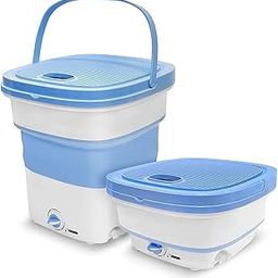 KD ZONE 2Kg Portable Mini Top Loading Washing Machine, Foldable Bucket Washer with Modes& Single Person Use Mobile Washing/Spin Dry for Baby Clothes, Hostel, Travel, Lightweight (Multi)-16