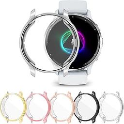 [5-Pack] RICHONE Compatible with Garmin VENU3S 41mm Screen Protector Case, All-Around Protective Cover Soft TPU Shockproof Bumper Frame (Black+Silver+Gold+Pink+Rose Gold, Garmin VENU3S 41mm)-image-49