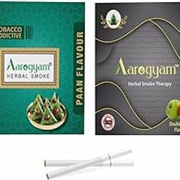 Aarogyam Herbals Pack of 2 Flavours 100% Tobacco & Nicotine Free Cigarette for Relieve Stress & Mood Enhance Product (DOUBLE APPLE - PAAN) - 10 Sticks x 2 Packets-image-80