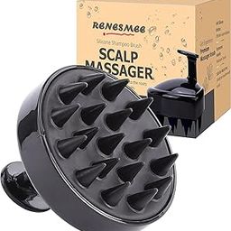 Renesmee Hair Scalp Shampoo Head Massager Brush, Exfoliator for Dandruff Removal, Waterproof Shower Scrubber Growth, Soft Silicone Bristles (Black)-image-25