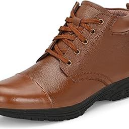Mid Cut Business Luxury Genuine Leather Side Zip Ankle Boots For Men (Black,Tan)-image-34