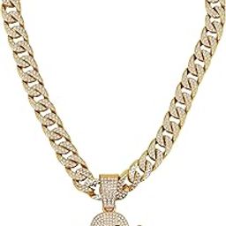 | Iced Out Ghost Pendant Cuban Link Chain – Gold Plated Hip Hop Emoji Necklace for Men & Women – Bling Statement Jewelry with CZ Stones-image-3
