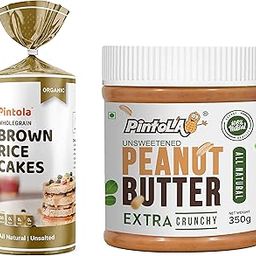 Pintola Organic Wholegrain Brown Rice Cakes (All Natural, Unsalted) (Pack of 1) + Pintola All Natural Peanut Butter (Extra Crunchy) (Unsweetened) (350g)-picture-17