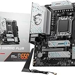 MSI B650M Gaming Plus WiFi Motherboard, mATX - Supports AMD Ryzen 7000 Series Processors, AM5, DDR5 Memory Boost 7800+MHz/OC, 1 x PCIe 4.0 x16, 2 x M.2 Gen4-18