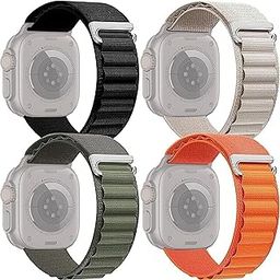 Sounce Trail Loop Nylon Strap with G-Hook Band for iWatch 49mm 45mm 44mm 42mm, Sport Bracelet for Men & Women, Soft Stretchy Bands for iWatch Ultra/Ultra 2 Series 8 7 6 5 4 3 2 1 SE - Set of 4-picture-29