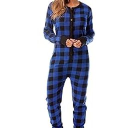 Womens Henley Thermal Onesie Buffalo Plaid and Tie Dye-image-53