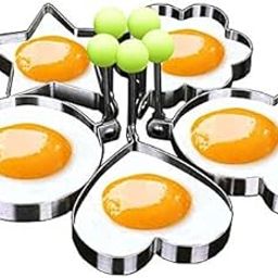 Nidy 5Pcs Egg Mold Ring Egg Pancake Mold Stainless Steel Cookware Ring For Creative Breakfast Round, Heart, Flower, Five-Pointed Star And Mickey Mouse Egg Shaped Baking Ring - 8.00 X 2.00 X 8.00 Cm-image-9