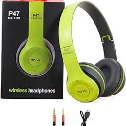 icall P47 Wired & Wireless Super Extra Bass Bluetooth Headset (Green, On The Ear)-10