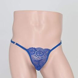 CALANDIS™ Men's Lace Flower T-Back Underwear Low-Rise Man Bikini G-String Thong Briefs Blue | Underwear | Mens Clothing-picture-15