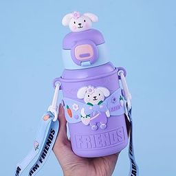 AJIGNA MART Kids Water Bottle - Water Bottle for School - Sipper Water Bottle for Kids - Waterbottle for Girls and Boys, Spill-Proof, BPA-Free, Perfect for School and Play (Purple)-image-77